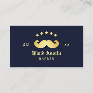 Snorhaar Logo Barbershop Navy En Goud Visitekaartje