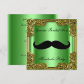 Snorhaar Verjaardagsfeest Uitnodiging Groen (Voorkant / Achterkant)