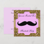 Snorhaar Verjaardagsfeest Uitnodiging Roze (Voorkant / Achterkant)