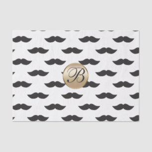 Snorhaar Zwart Wit Goud Monogram Feest Tissuepapier