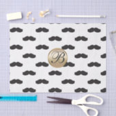 Snorhaar Zwart Wit Goud Monogram Feestje Tissuepapier (Craft)
