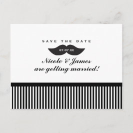 Snorhaar Zwart & Wit Save The Date Postkaart Aankondigingskaart