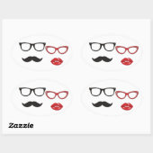 Snorhaarstickers voor fotocabine ovale sticker (Vel)