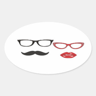 Snorhaarstickers voor fotohokje ovale sticker