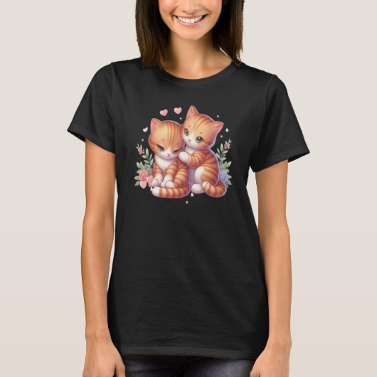 Snorharen en Charme Schattige Katten T-shirt (Voorkant)