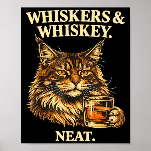 Snorharen en nette grappige kat minnaar drinker poster (Voorkant)