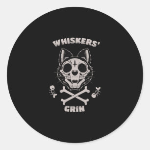 Snorharen Grinnende Kat Visgraat Kunst Sticker