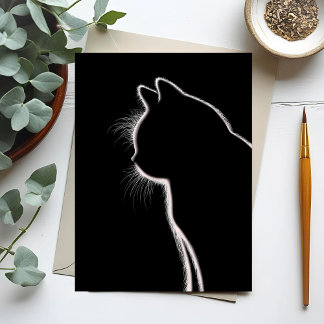 Snorharen in het Donker | Silhouet van Katten Snor Briefkaart