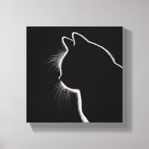 Snorharen in het Donker Silhouet van Katten Snor Canvas Afdruk