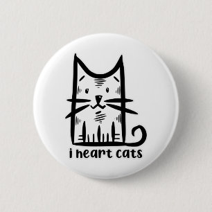 Snorharen Kat, ik hou van katten Ronde Button 5,7 Cm