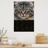 Snorharige blik: 2026 Tabby-kalender Poster (Keuken)