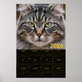 Snorharige blik: 2026 Tabby-kalender Poster (Voorkant)