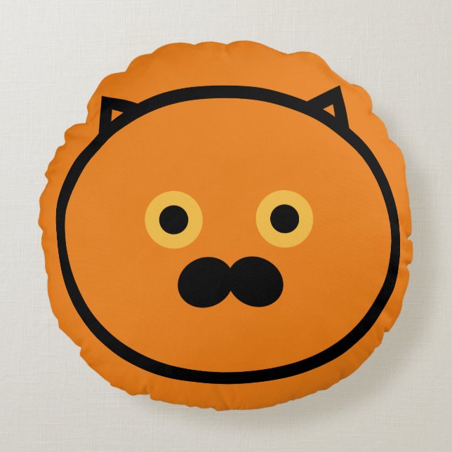 Snorharige kattenkussen rond kussen (Voorkant)