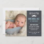 Snorharige kleine man 1e verjaardag jongen schoolb kaart (Voorkant)