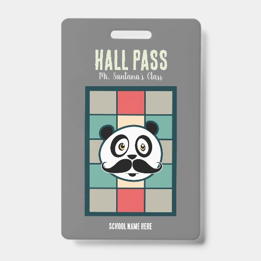 Snorharige Panda Hall Pass Badge (Voorzijde)