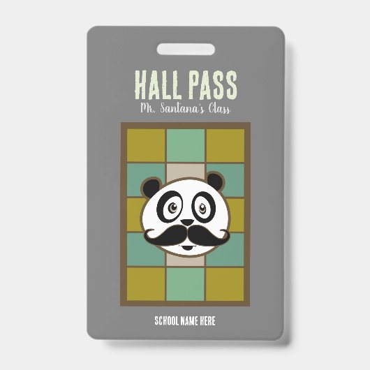 Snorharige Panda Hall Pass Badge (Voorzijde)