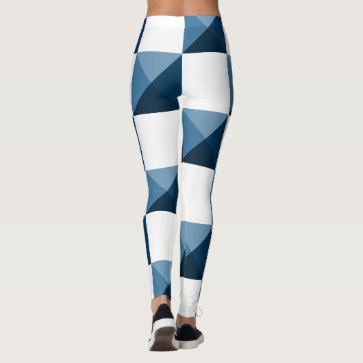 Snorkel Blue 3D Illusion Checkered Pattern Leggings (Achterkant)