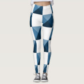 Snorkel Blue 3D Illusion Checkered Pattern Leggings (Voorkant)
