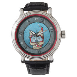 Snorkel Cairn Terrier Porthole Art Horloge