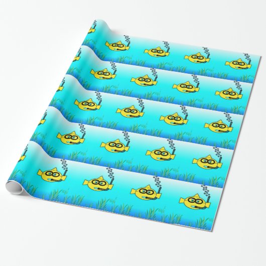 Snorkel Goldfish Pattern Cadeaupapier (Uitgerold)