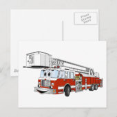 Snorkel Haak en Ladder Fire Truck Cartoon Briefkaart (Voorkant / Achterkant)