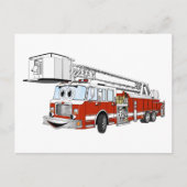 Snorkel Haak en Ladder Fire Truck Cartoon Briefkaart (Voorkant)
