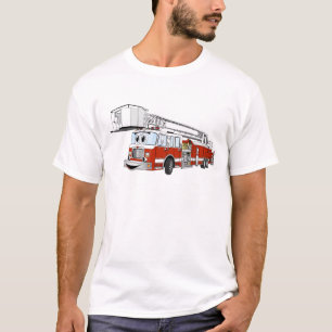 Snorkel Hook en Ladder Fire Truck Cartoon T-shirt