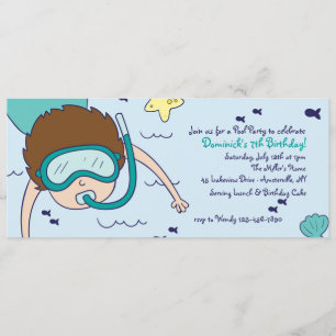 Snorkel Kind Pool Party Invitation Kaart