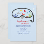 Snorkel Mask Children's Invitation Kaart (Voorkant / Achterkant)