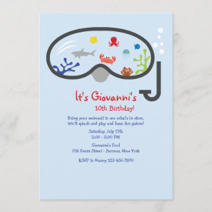 Snorkel Mask Children's Invitation Kaart