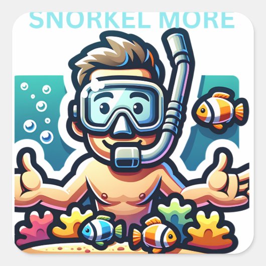 Snorkel Meer Vierkante Sticker (Voorkant)