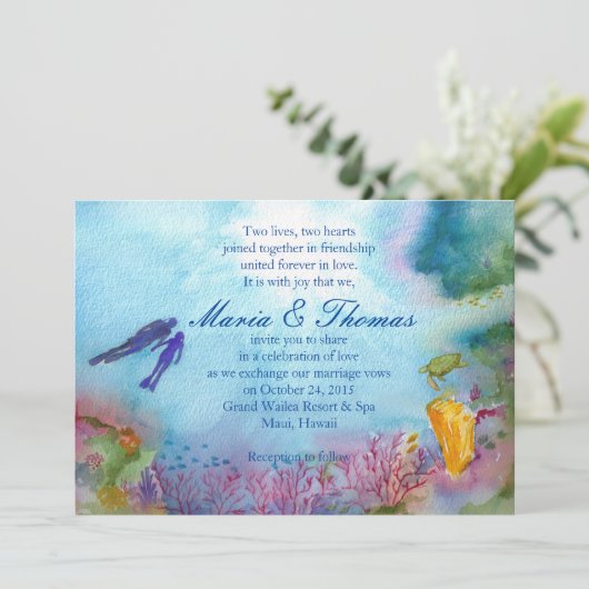 Snorkel paar uitnodiging (Staand voorkant)