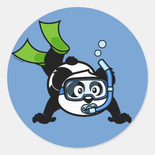 Snorkel Panda Ronde Sticker (Voorkant)
