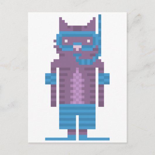 Snorkel Swimmer Cat Pixel Art Briefkaarten (Voorkant)