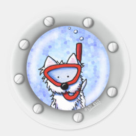 Snorkel Westie Porthole KiniArt Ronde Sticker