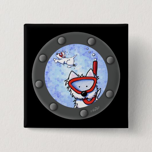 Snorkel Westies Porthole Vierkante Button 5,1 Cm (Voorkant)