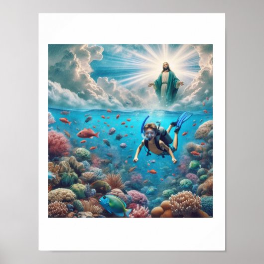 Snorkelaar vindt een hemelse plek poster (Voorkant)