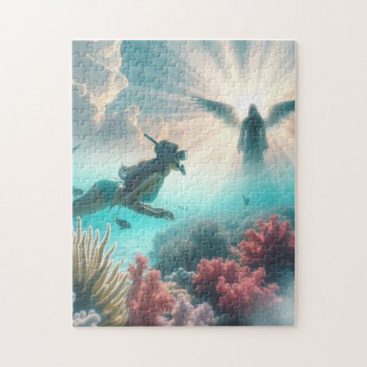 Snorkelaar ziet een engel legpuzzel (Verticaal)