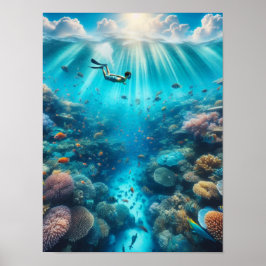 Snorkelen bij een koraalrif poster