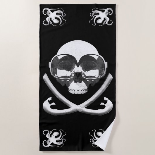 Snorkelen en Scuba Diving Pirate Skull Flag Strandlaken (Voorkant)