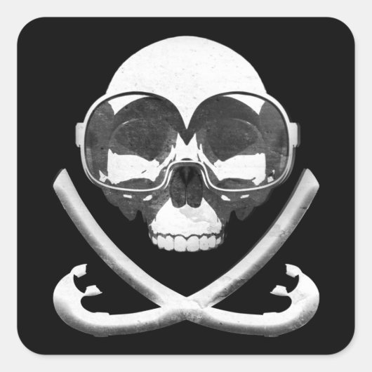 Snorkelen en Scuba Diving Pirate Skull Flag Vierkante Sticker (Voorkant)