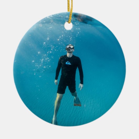 Snorkelen gepersonaliseerde foto keramisch ornament (Voorkant)