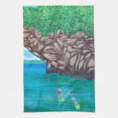 Snorkelen in het paradijs theedoek (Verticaal)