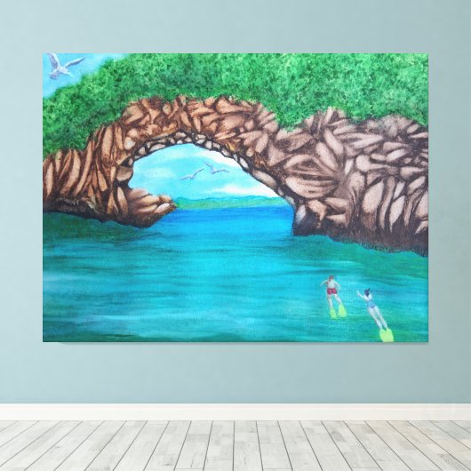 Snorkelen in het Paradijs Uitgerekt Canvas Print (Insitu (Houten vloer))