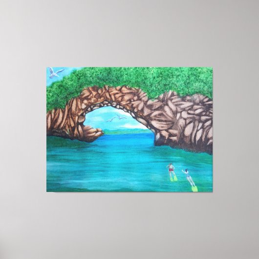 Snorkelen in het Paradijs Uitgerekt Canvas Print (Voorkant)