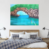Snorkelen in het Paradijs Uitgerekt Canvas Print (Insitu (Slaapkamer))