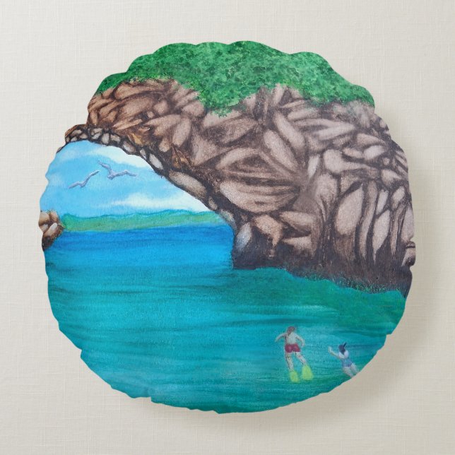 Snorkelen in Paradise Round Pillow Rond Kussen (Voorkant)