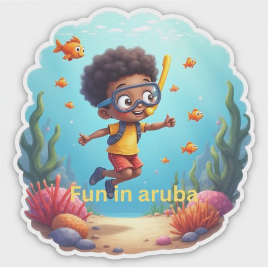 Snorkelen leuk in aruba sticker (Voorkant)