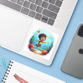 Snorkelen leuk in aruba sticker (Laptop met iPhone)