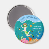 Snorkelen met tropische vis jongen verjaardagsfees magneet (Voorkant / Achterkant)